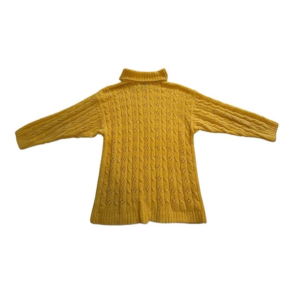 Vintage Chenille Yellow Cable-Knit Turtleneck Sweater - Size Large - Picture 2 of 7